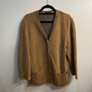 Devernois French Knit Cardigan Camel & Charcoal Dark Academia Women's France 50